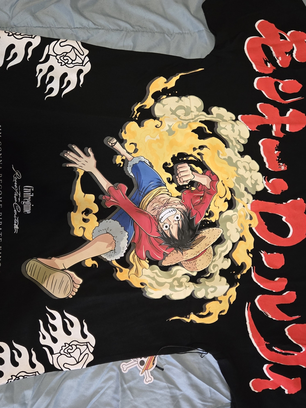 One Piece X Civil Regime Luffy In  Black Oversize Small Will Fit M